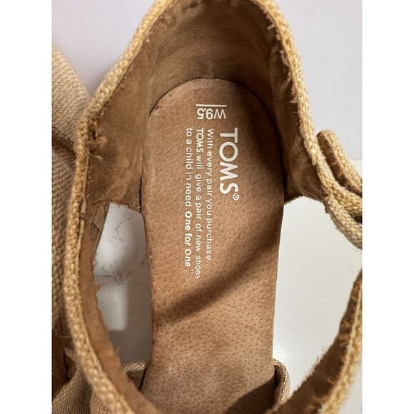 TOMS Sienna Wedge Sandals Women’s Size 9.5 Canvas Crisscross Open Toe Cork Tan - Picture 4 of 11